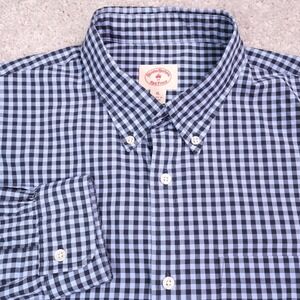 Brooks Brothers Red Fleece‎ Button Down Long Sleeve Shirt Gingham Check Mens XL